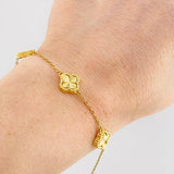 Pulso Trebol Dorado Aro Seguido 4.6gr / 17cm-18.5cm / 1.4mm Oro Amarillo Nac.Esp. 18K ©