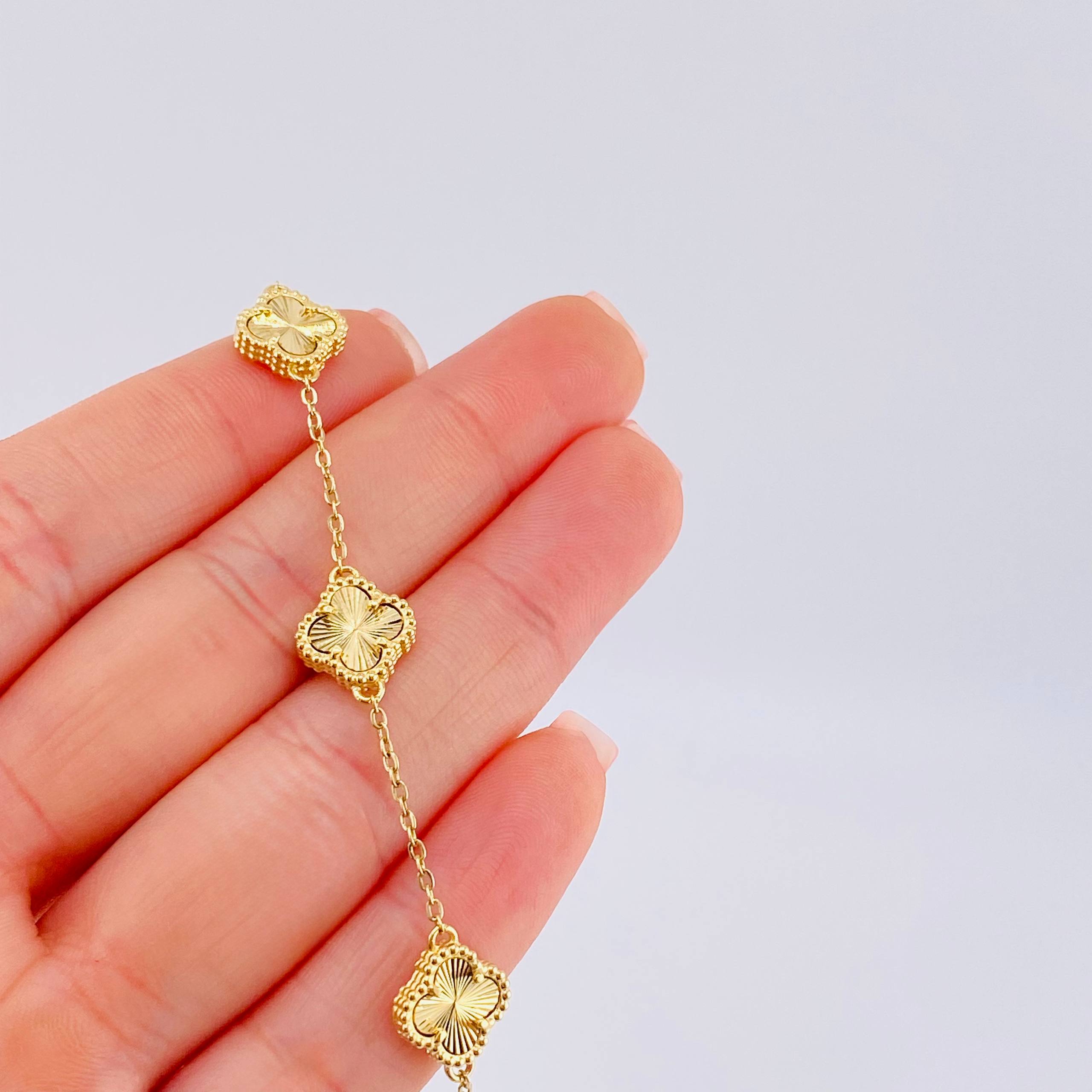 Pulso Trebol Dorado 4.5gr / 16.5cm-18cm / 1.4mm Oro Amarillo Nac.Esp. 18K *