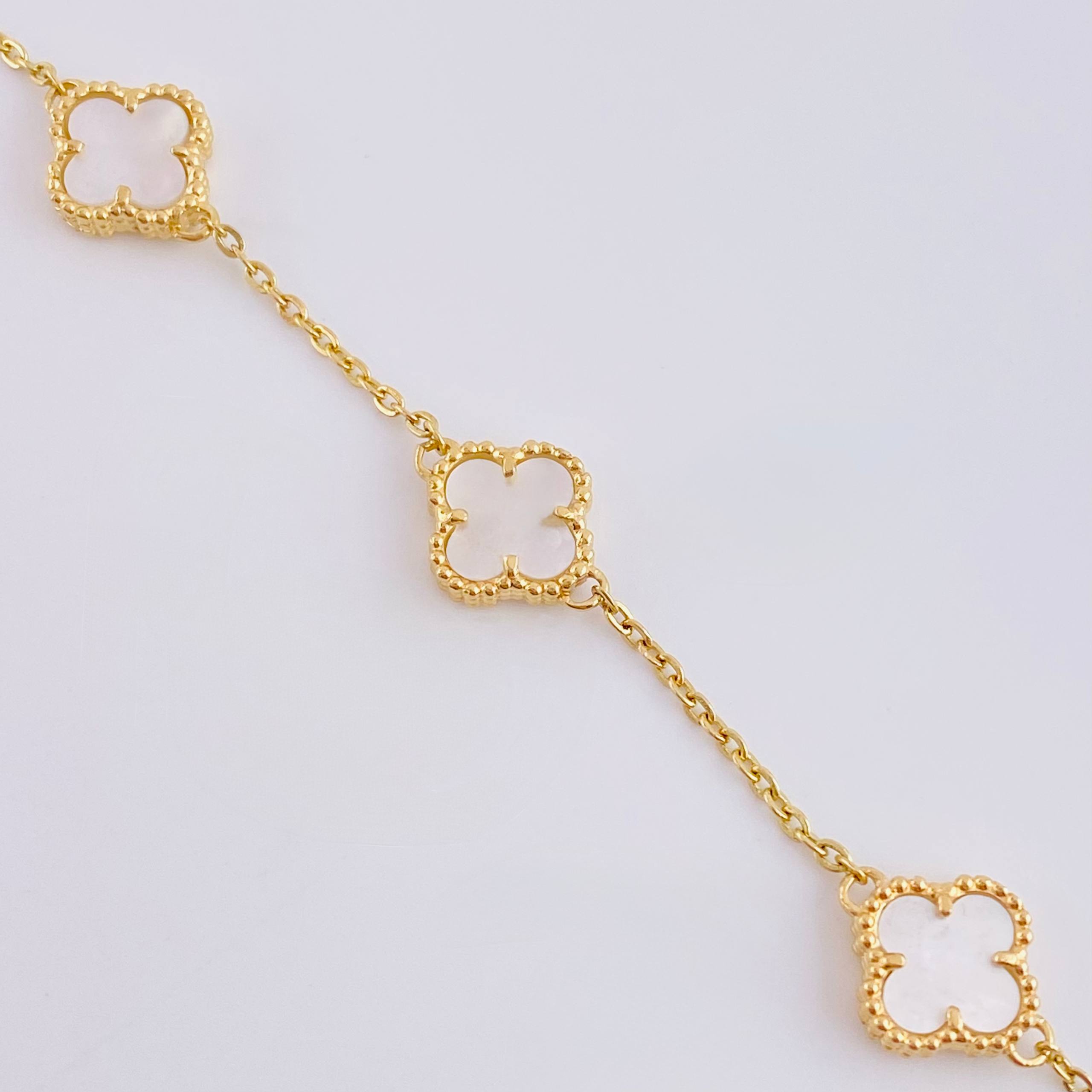 Pulso Trebol Blanco 4.05gr / 17cm-18.5cm / 1.4mm Oro Amarillo Nac.Esp. 18K