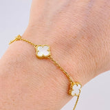 Pulso Trebol Blanco 4.25gr / 16cm-18cm / 1.5mm Oro Amarillo Nac.Esp. 18K *