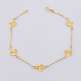 Pulso Trebol Diamantado 2.4gr / 19.5cm / 1.4mm Oro Amarillo 18K