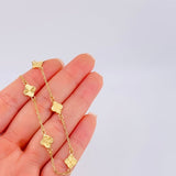Pulso Trebol Diamantado 2.4gr / 19.5cm / 1.4mm Oro Amarillo 18K