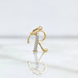 Dije Letra R Cursiva 0.65gr / 2cm / Circones Blancos Dos Oros Amarillo Blanco 18K