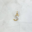 Dije Letra S Cursiva 0.7gr / 2.5cm / Circones Blancos Dos Oros Amarillo Blanco 18K