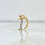 Dije Letra D Cursiva 0,7gr / 2cm / Circones Blancos Dos Oros Amarillo Blanco 18K