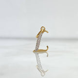 Dije Letra L Cursiva 0.61gr / 2cm / Circones Blancos Dos Oros Amarillo Blanco 18K
