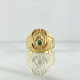 Anillo Sello Caballo 2.65gr / T9 1/2 / Circon Verde Oro Amarillo 18K