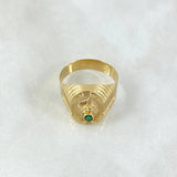 Anillo Sello Caballo 2.65gr / T9 1/2 / Circon Verde Oro Amarillo 18K
