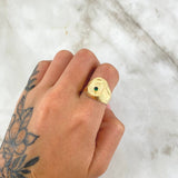Anillo Sello Caballo 2.65gr / T9 1/2 / Circon Verde Oro Amarillo 18K