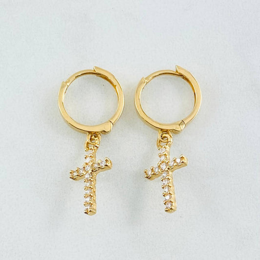 Candongas Cruz 2.7gr / 2.7cm / Oro Amarillo 18K ©
