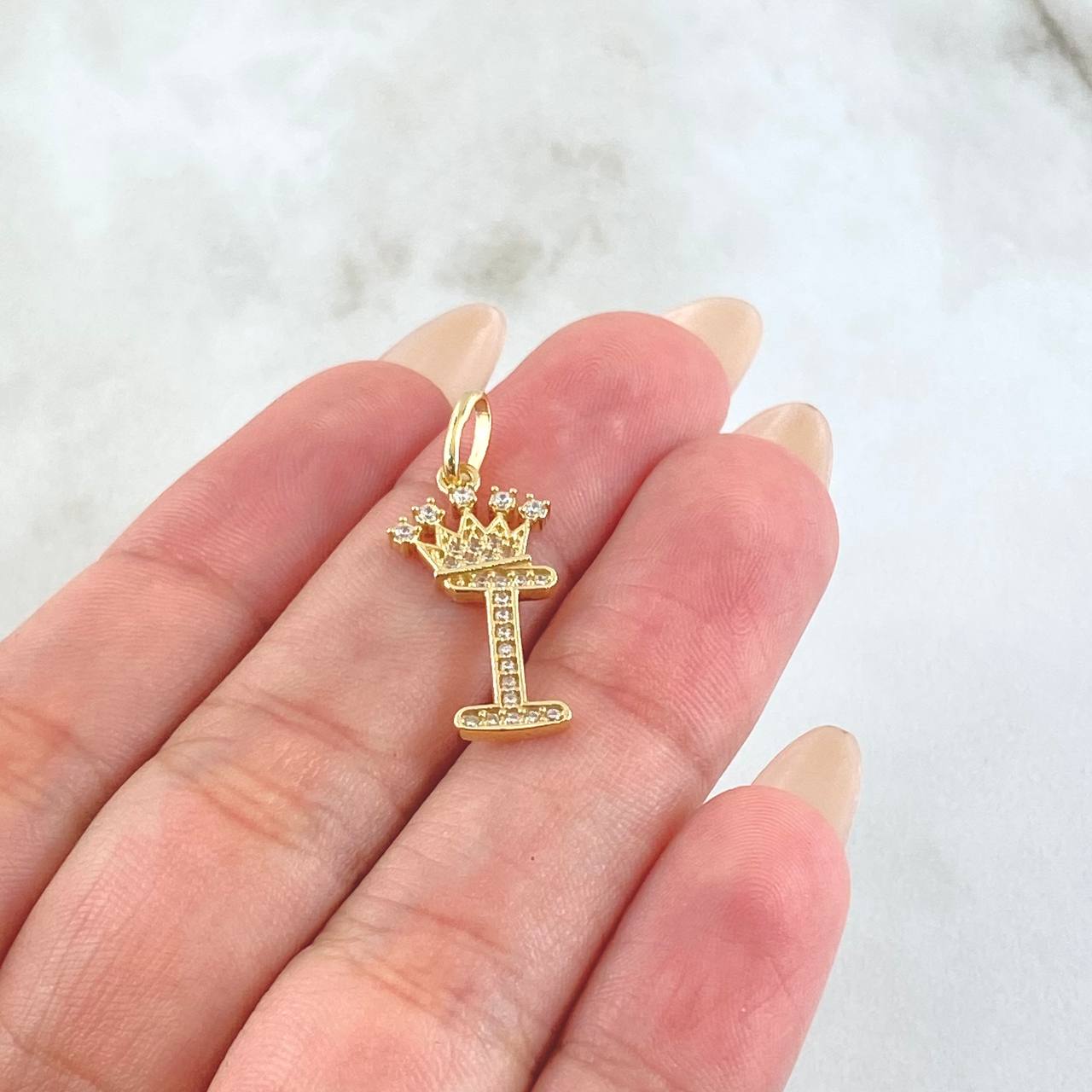 Dije Corona Letra I 1.6gr / 2.6cm / Oro Amarillo 18K *