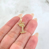 Dije Corona Letra I 1.6gr / 2.6cm / Oro Amarillo 18K *