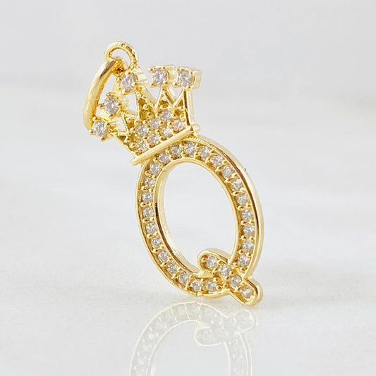Dije Corona Letra Q 1.85gr / 2.5cm / Oro Amarillo 18K