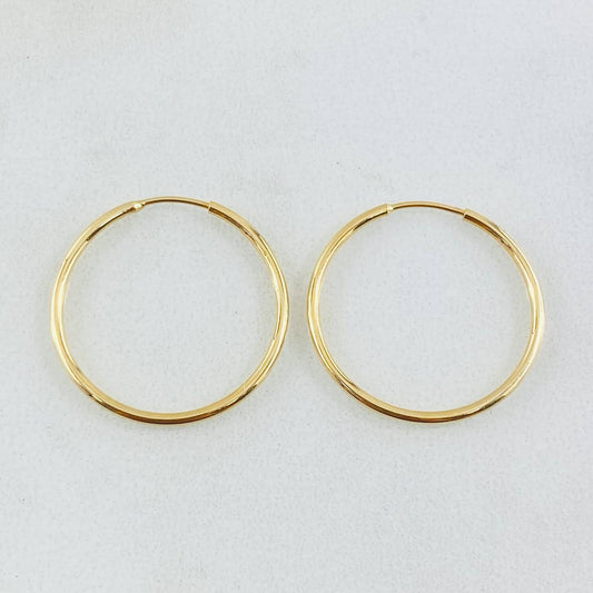 Candongas Aro Liso 1.05gr / 2.3cm / Oro Amarillo 18K