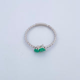 Anillo Duo Esmeraldas 1.35gr / T7 1/4 / Oro Blanco 18K &