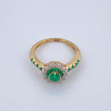 Anillo Esmeraldas 3.85gr / T6 1/4 / / Dos Oros Amarillo Blanco 18K &