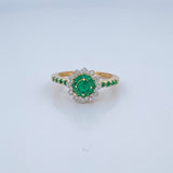 Anillo Esmeraldas 3.85gr / T6 1/4 / / Dos Oros Amarillo Blanco 18K &