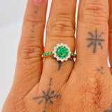 Anillo Esmeraldas 3.85gr / T6 1/4 / / Dos Oros Amarillo Blanco 18K &