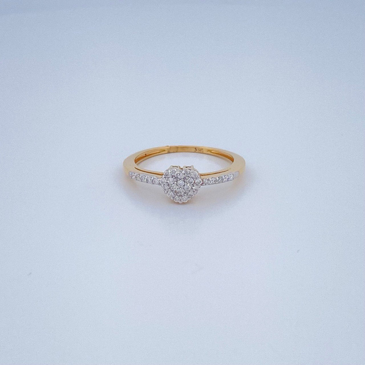 Anillo Corazon Tupido Diamantes   2.2gr / T6 / Dos Oros Amarillo Blanco 18K &
