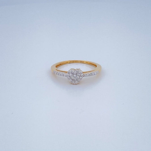 Anillo Corazon Tupido Diamantes   2.2gr / T6 / Dos Oros Amarillo Blanco 18K &