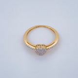 Anillo Corazon Tupido Diamantes   2.2gr / T6 / Dos Oros Amarillo Blanco 18K &