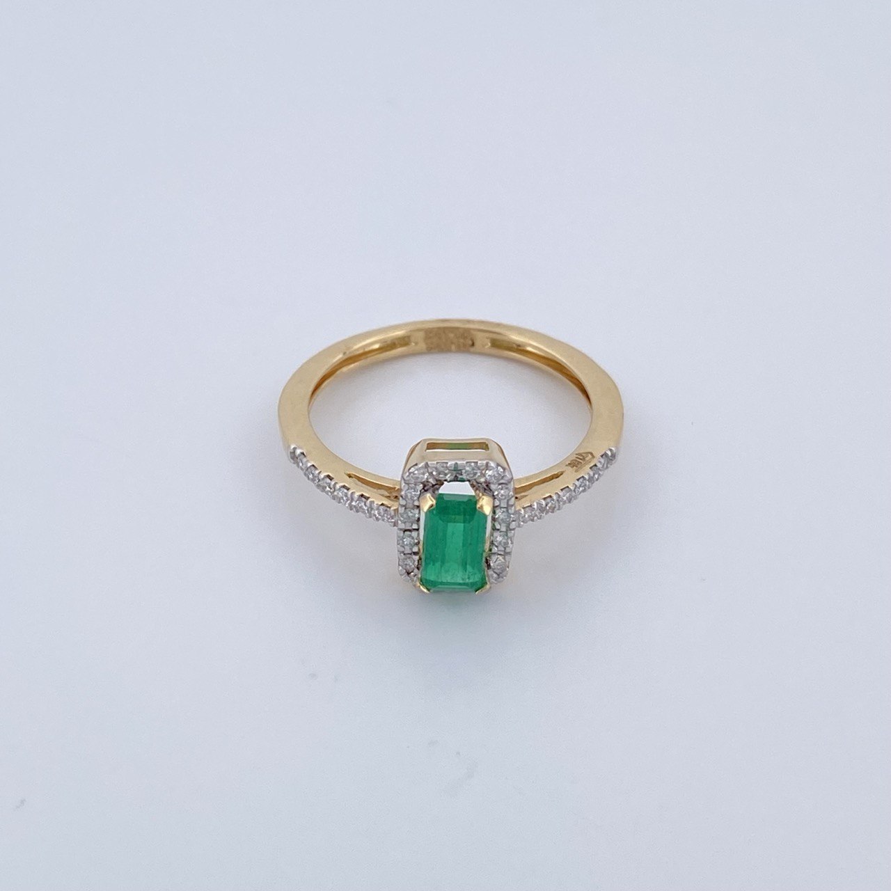 Anillo Mia Esmeralda 2.6gr / T6 3/4 / / Dos Oros Amarillo Blanco 18K &