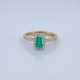Anillo Mia Esmeralda 2.6gr / T6 3/4 / / Dos Oros Amarillo Blanco 18K &