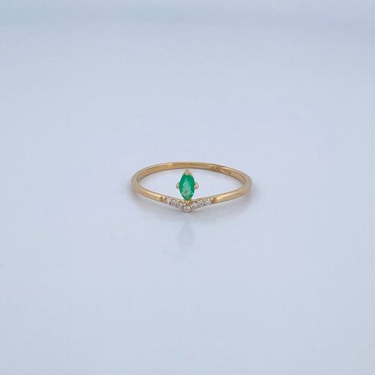 Anillo Gota Esmeralda 0.95gr / T6 1/2 / Oro Amarillo 18K &