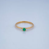 Anillo Solitario Esmeralda 1.3gr / T7 / Oro Amarillo 18K &