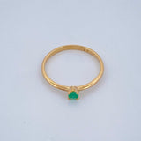 Anillo Solitario Esmeralda 1.3gr / T7 / Oro Amarillo 18K &