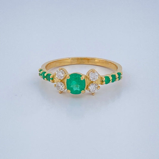 Anillo Solitario Moño Esmeraldas 2.75gr / T7 3/4 / Oro Amarillo 18K &