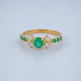 Anillo Solitario Moño Esmeraldas 2.75gr / T7 3/4 / Oro Amarillo 18K &