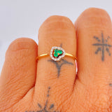 Anillo Corazon Esmeraldas 1.55gr / T7 1/2 / Dos Oros Amarillo Blanco 18K &