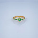 Anillo Floral Esmeraldas 1.95gr / T8 / Oro Amarillo 18K &