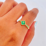 Anillo Floral Esmeraldas 1.65gr / T6 / Oro Amarillo 18K &