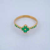 Anillo Floral Esmeraldas 1.95gr / T8 / Oro Amarillo 18K &