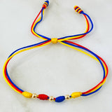 Pulsera Tricolor Bolas Estilo 5° 0.15gr / Oro Amarillo 18K *
