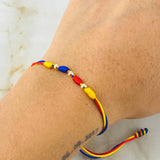 Pulsera Tricolor Bolas Estilo 5° 0.15gr / Oro Amarillo 18K *