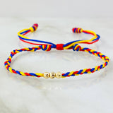 Pulsera Tricolor Bolas Estilo 4° 0.2gr / Oro Amarillo 18K *