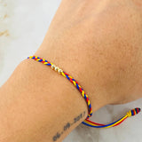 Pulsera Tricolor Bolas Estilo 4° 0.2gr / Oro Amarillo 18K *