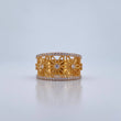 Anillo Flores 5.5gr / T7 1/2 / Circones Blancos Dos Oros Amarillo Blanco 18K $