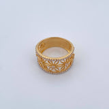 Anillo Flores 5.5gr / T7 1/2 / Circones Blancos Dos Oros Amarillo Blanco 18K $