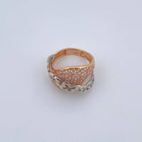 Anillo Lineas Mariposas 6.25gr / T6 1/4 / Circones Blancos Dos Oros Blanco Rosa 18K $