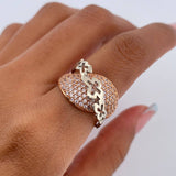 Anillo Lineas Mariposas 6.25gr / T6 1/4 / Circones Blancos Dos Oros Blanco Rosa 18K $