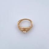 Anillo Solitario Lineas Cruzadas 2.9gr / T6 1/4 / Circones Blancos Oro Amarillo 18K $