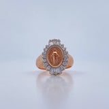 Anillo Virgen Milagrosa 7gr / T7 3/4 / Circones Blancos Dos Oros Blanco Rosa 18K $