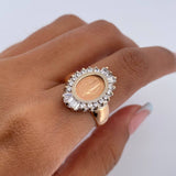Anillo Virgen Milagrosa 7gr / T7 3/4 / Circones Blancos Dos Oros Blanco Rosa 18K $