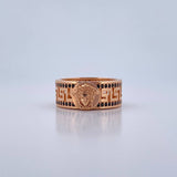 Anillo Medusa Tribal 6.65gr / T7 1/2 / Circones Negros Oro Rosa 18K $