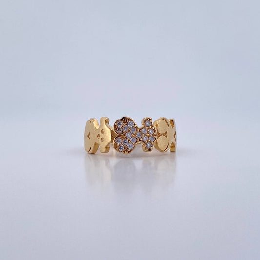 Anillo Oso Ts 2.9gr / T6 3/4 / Circones Blancos Oro Amarillo 18K $