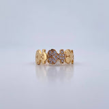 Anillo Oso Ts 2.9gr / T6 3/4 / Circones Blancos Oro Amarillo 18K $